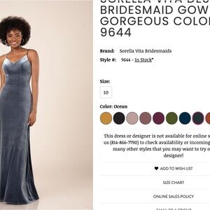 Sorella Vita Bridesmaid Dress Style 9644 Color: Ocean